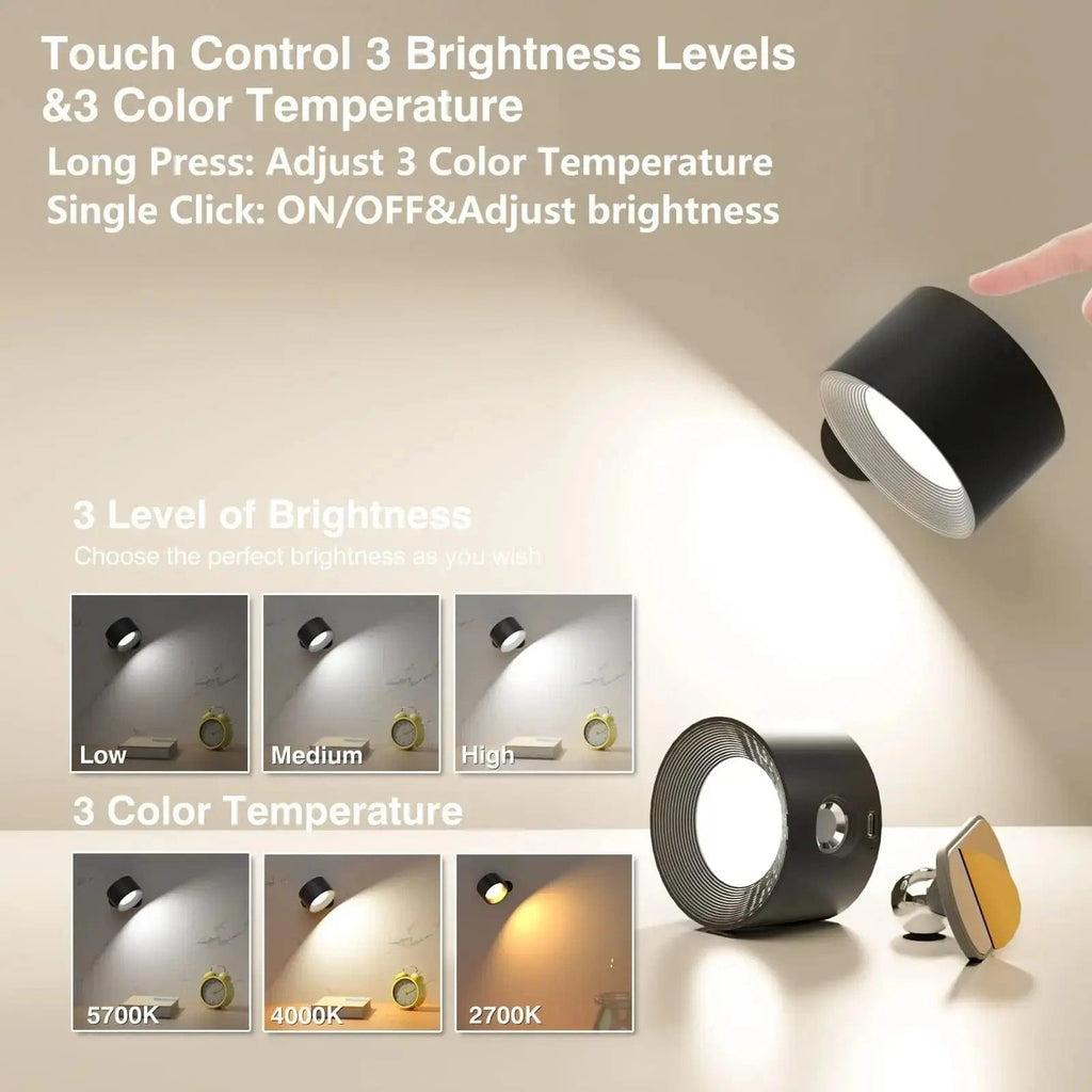 Luz de pared recargable y ajustable de 360° — con batería, inalámbrica, instalación sin herramientas