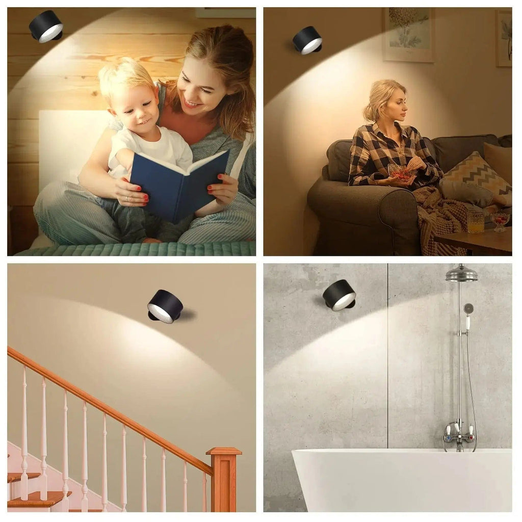 Luz de pared recargable y ajustable de 360° — con batería, inalámbrica, instalación sin herramientas