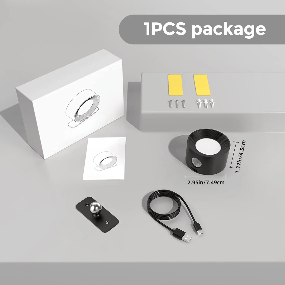 Luz de pared recargable y ajustable de 360° — con batería, inalámbrica, instalación sin herramientas