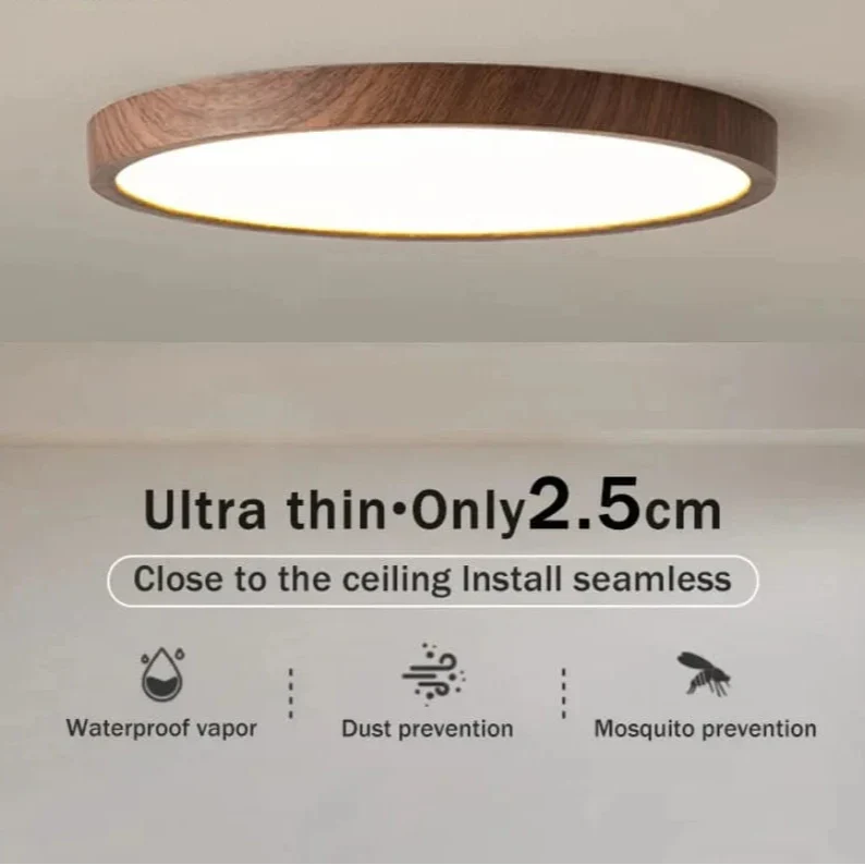 LED-taklampa — ultratunn trädesign, dimbar och dammtät