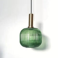 Nordisk stripet pendellampe i glass med lyktedesign | boxzora