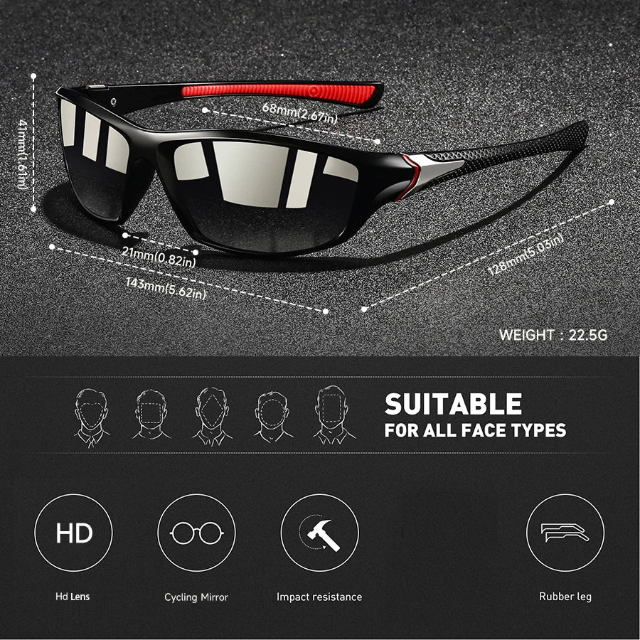 VISIONEDGE Polarized Sunglasses — UV400 Protection, Rubber Grip