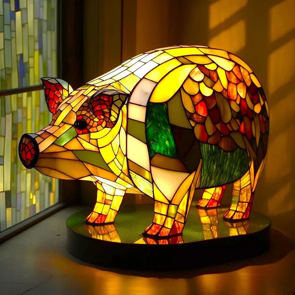 VitraFauna lampa med djurmotiv — design i glasmålningsstil, skulptural form