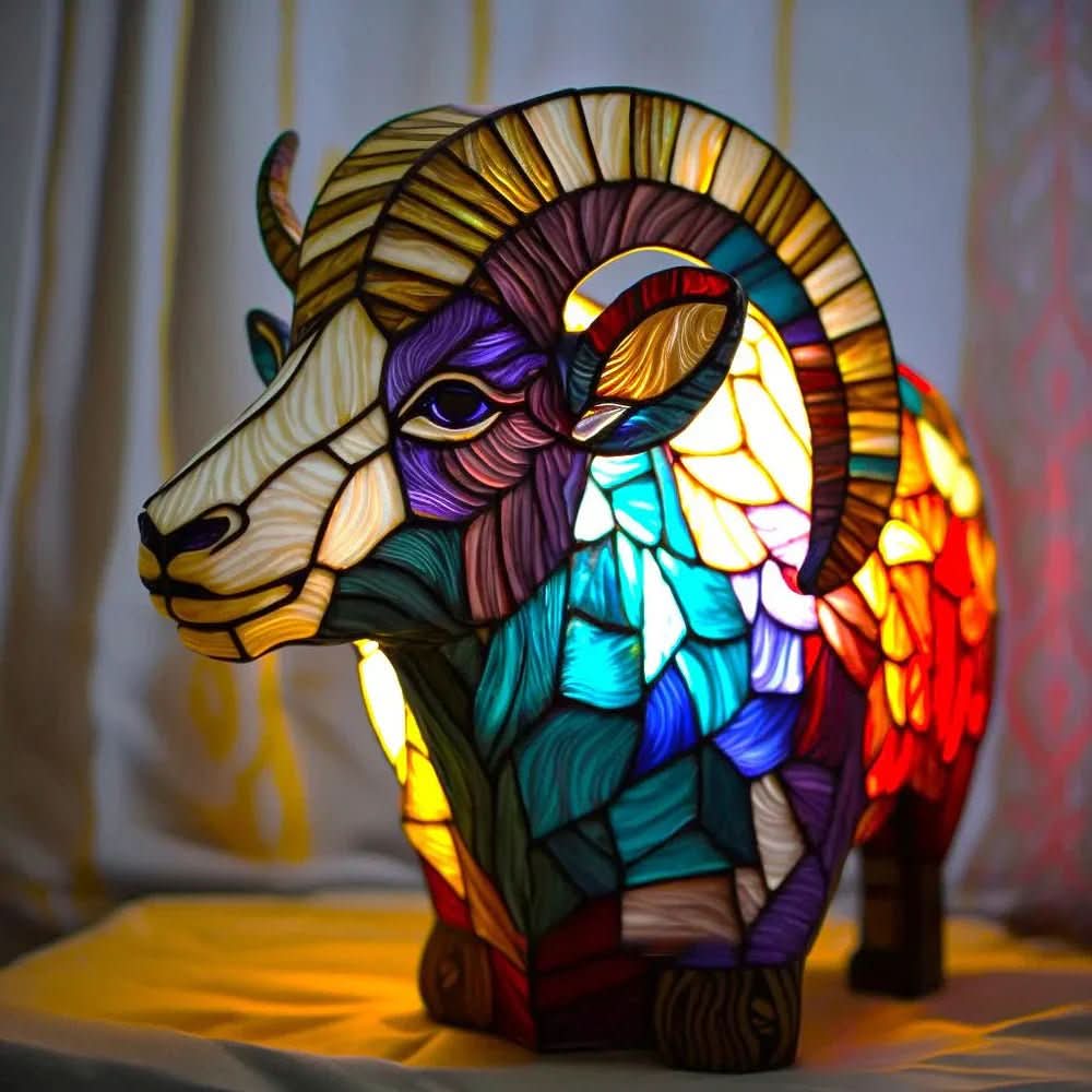 VitraFauna lampa med djurmotiv — design i glasmålningsstil, skulptural form