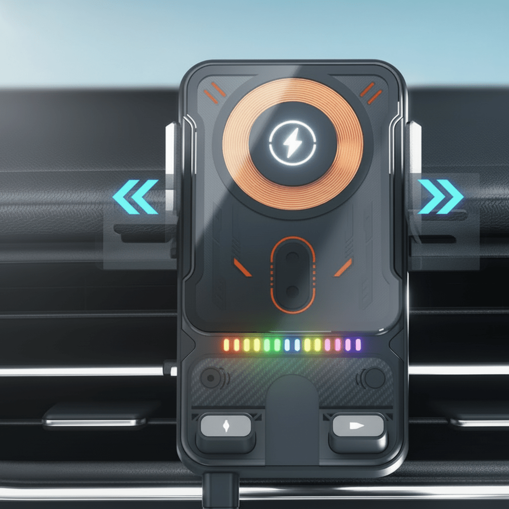 حامل سيارة بالدوران التلقائي VoltDrive — حامل هاتف بشحن لاسلكي