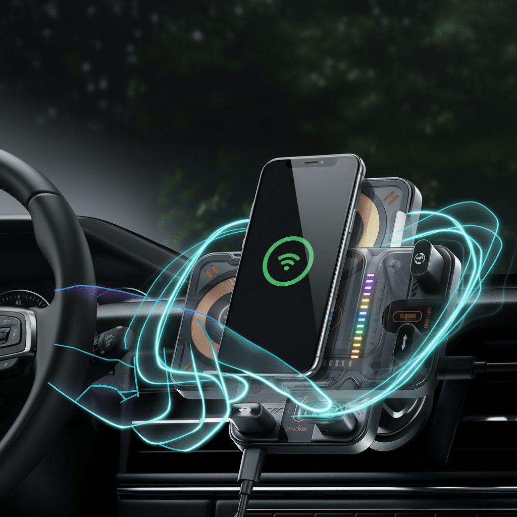 حامل سيارة بالدوران التلقائي VoltDrive — حامل هاتف بشحن لاسلكي