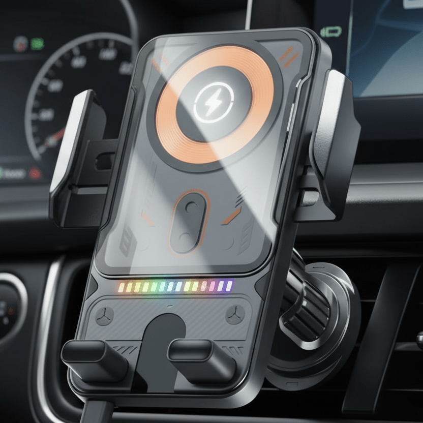 حامل سيارة بالدوران التلقائي VoltDrive — حامل هاتف بشحن لاسلكي