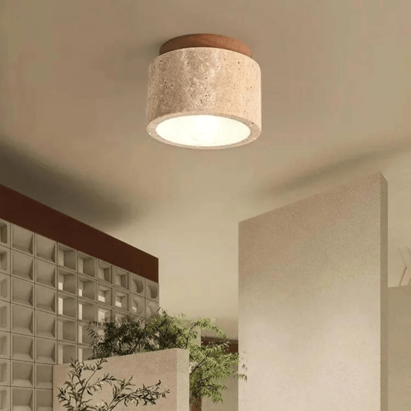 WabiLight 木质 LED 吸顶灯——直径 12 cm，高 10 cm