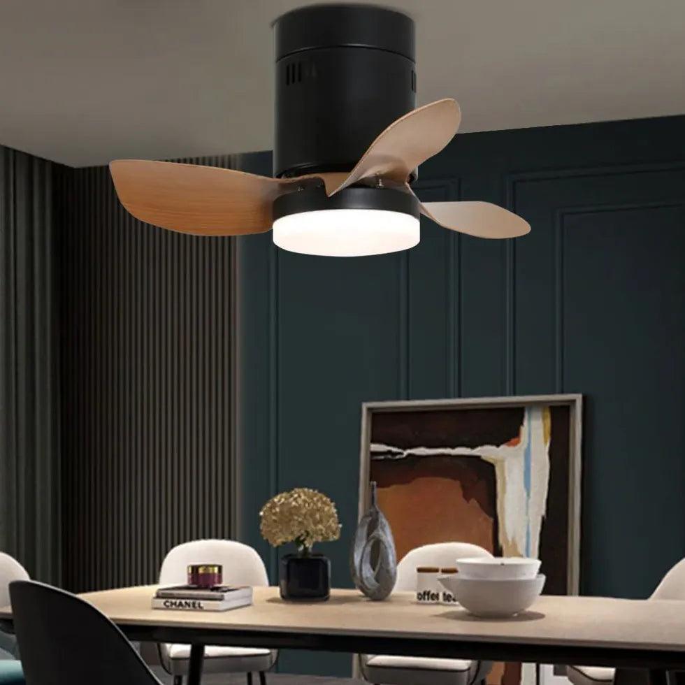 Ventiladores de techo pequeños de madera retro con iluminación | boxzora