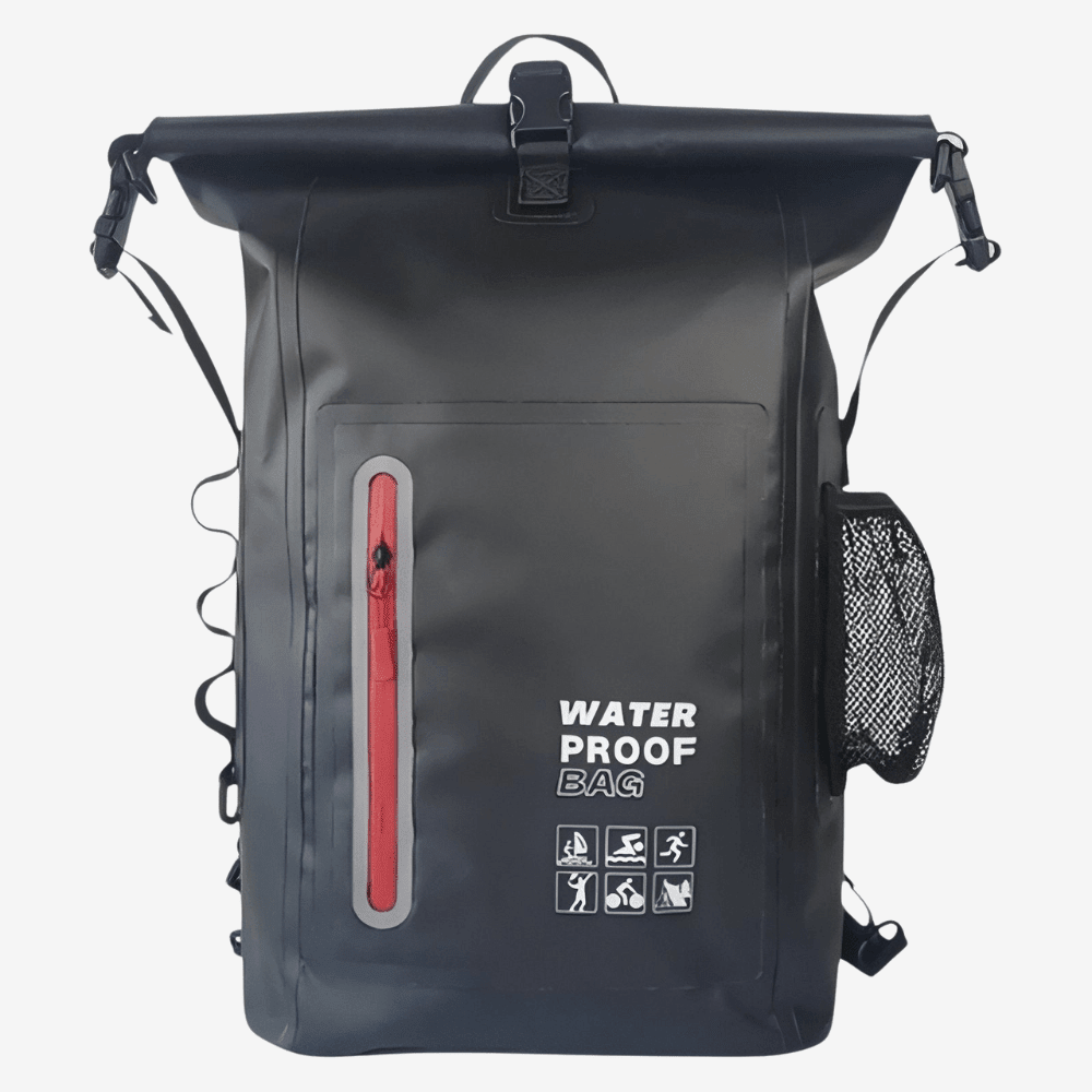 Zaino da trekking impermeabile da 25 L — rivestimento in PVC 500D, cuciture termosaldate, chiusura roll-top
