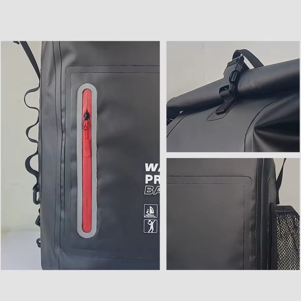 Mochila de caminhada impermeável de 25 L — Estrutura em PVC 500D, costuras soldadas a quente, fecho enrolável