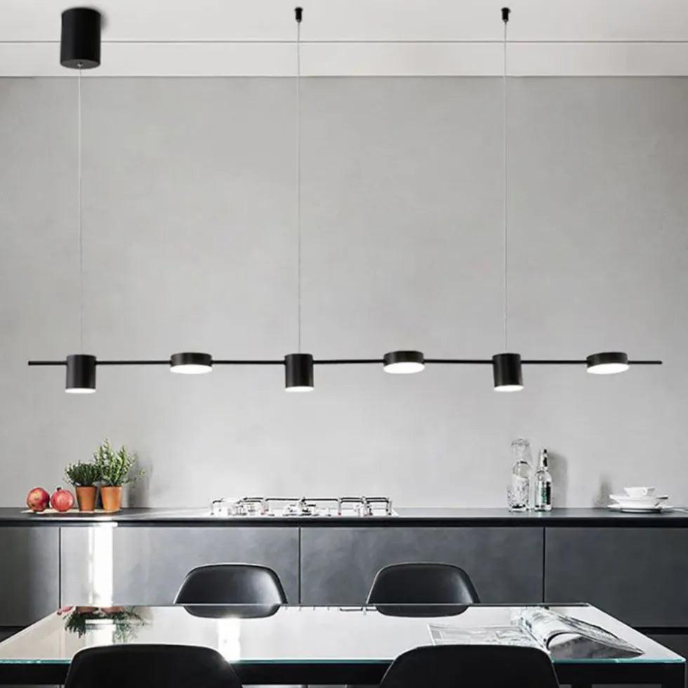 Candeeiro suspenso moderno preto linear para mesas de jantar | boxzora