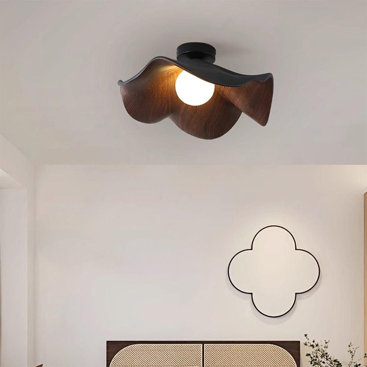 Modern Flush Ceiling Light with Anti Glare for Bedroom, Lotus Leaf Desgin | boxzora