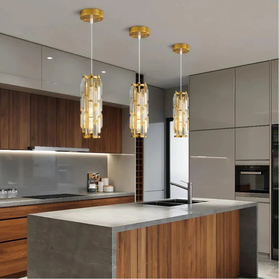 Lámpara colgante de cristal de lujo y regulable para comedor | boxzora
