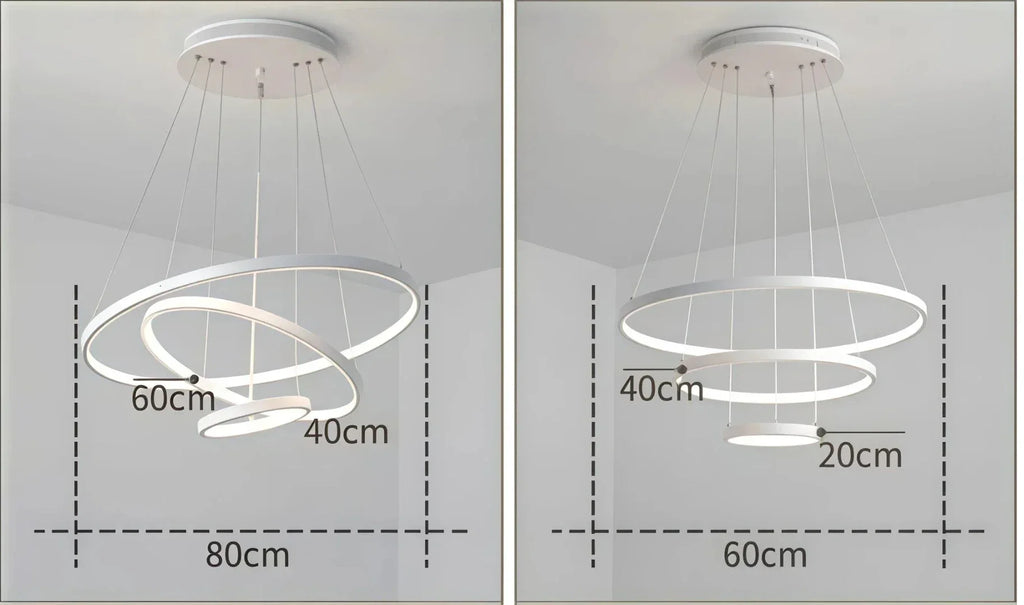 Suspension moderne à anneaux multiples, dimmable, pour salle à manger | boxzora