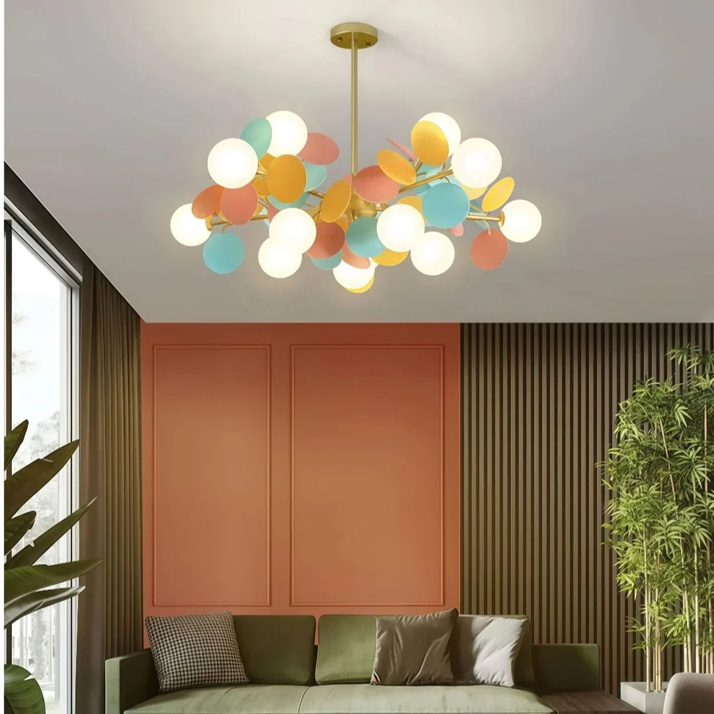 Moderne kinderkroonluchter met opaalglas voor de woonkamer, ontspiegeld | boxzora