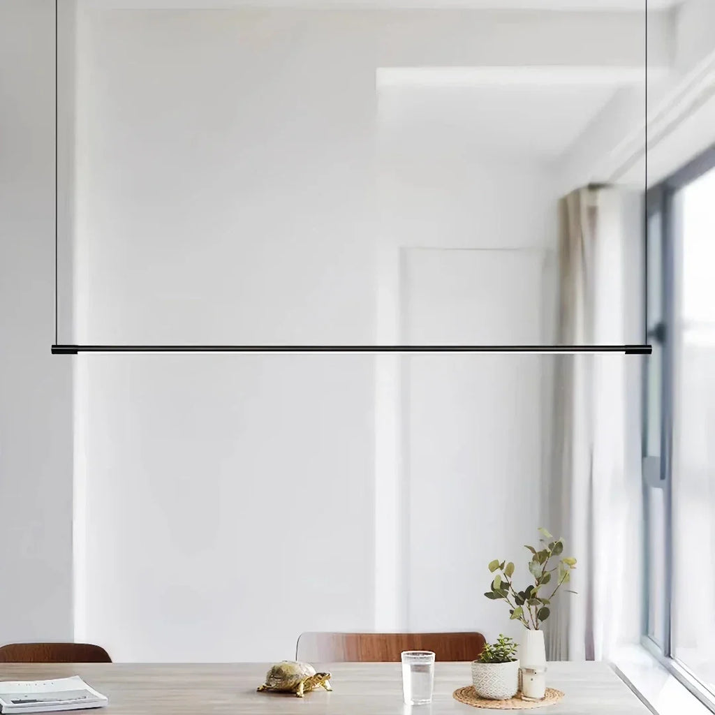 Minimalistische lineaire dimbare zwarte metalen hanglamp voor de eetkamer | boxzora
