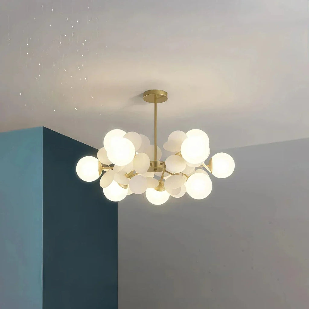 Moderne kinderkroonluchter met opaalglas voor de woonkamer, ontspiegeld | boxzora