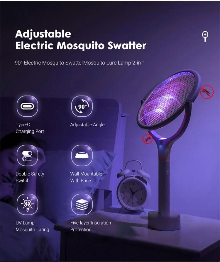 Zanzariera elettrica antizanzare 5-in-1 ZapGuard — testina regolabile, luce LED, ricarica rapida USB