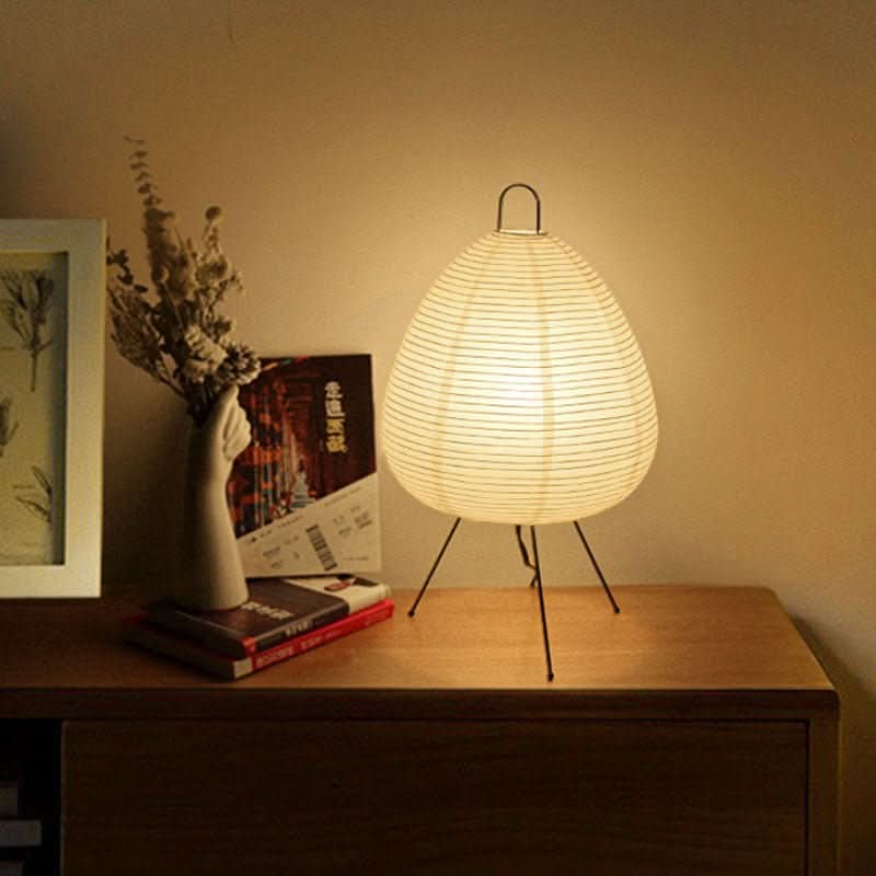 Επιτραπέζιο φωτιστικό Zenora — Ιαπωνικό στιλ Wabi-Sabi, καπέλο από ριζόχαρτο